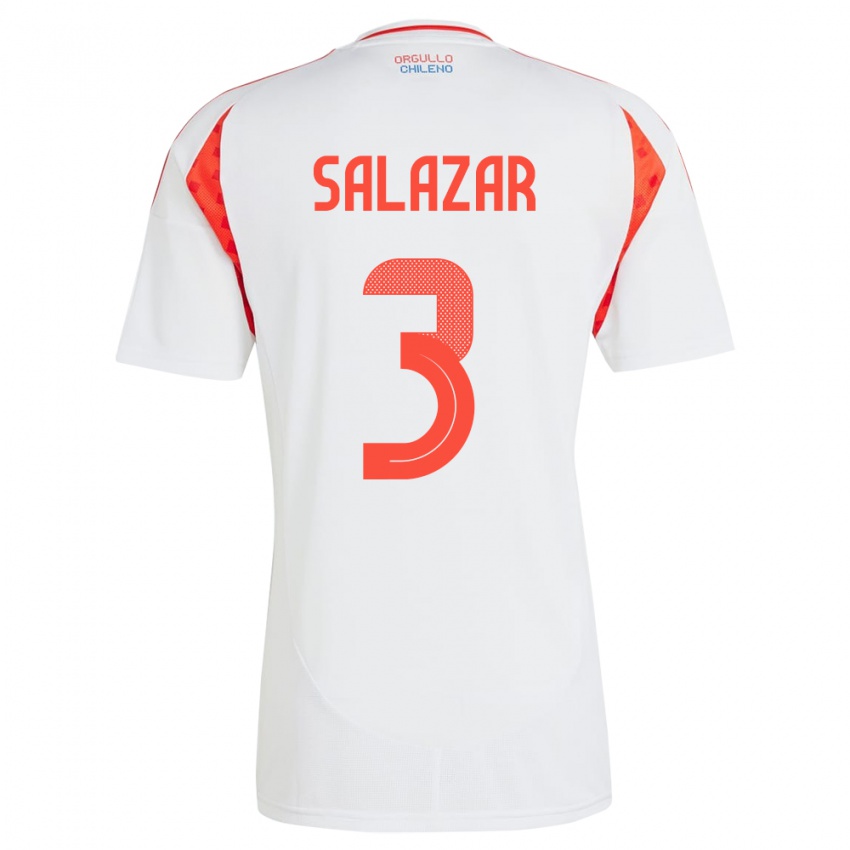 Niño Camiseta Chile Yahir Salazar #3 Blanco 2ª Equipación 24-26 La Camisa