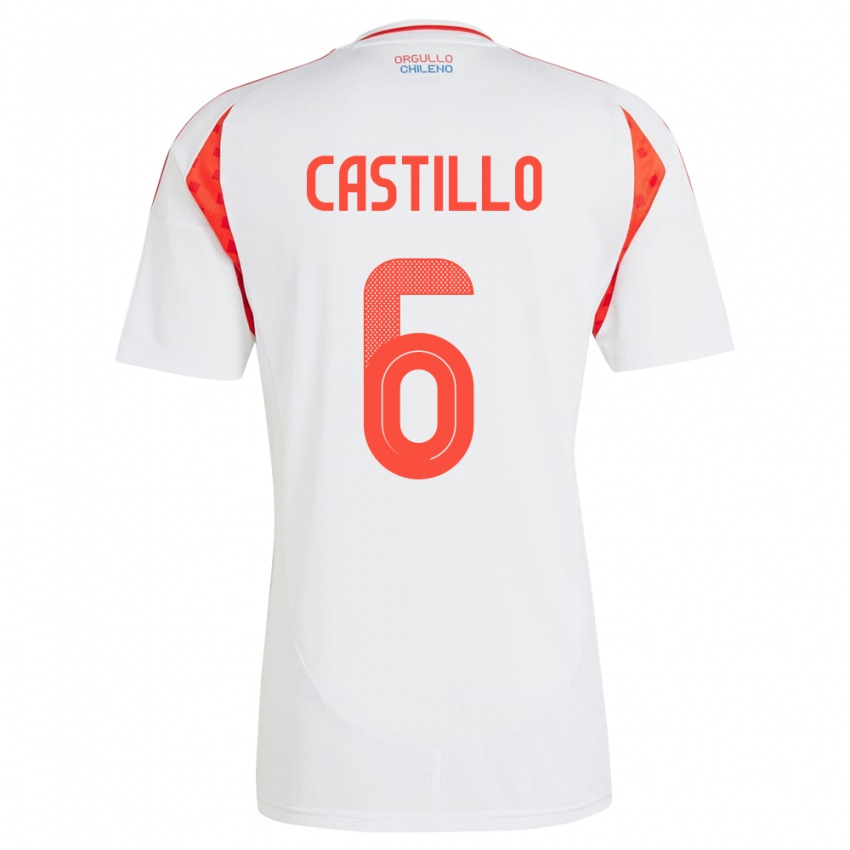 Niño Camiseta Chile Cristóbal Castillo #6 Blanco 2ª Equipación 24-26 La Camisa