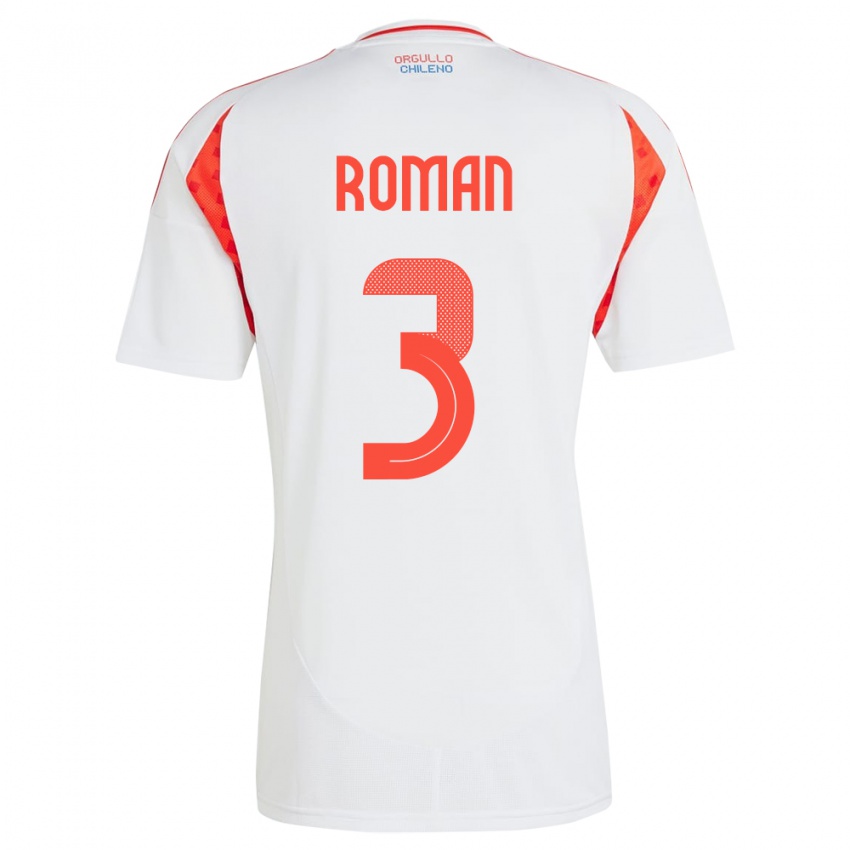 Niño Camiseta Chile Iván Román #3 Blanco 2ª Equipación 24-26 La Camisa