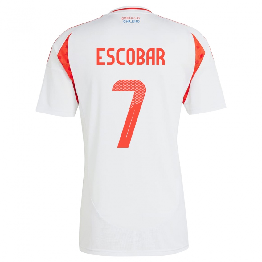 Niño Camiseta Chile Bastián Escobar #7 Blanco 2ª Equipación 24-26 La Camisa