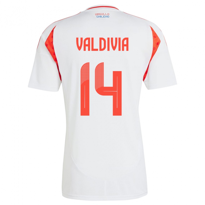 Niño Camiseta Chile Felipe Valdivia #14 Blanco 2ª Equipación 24-26 La Camisa