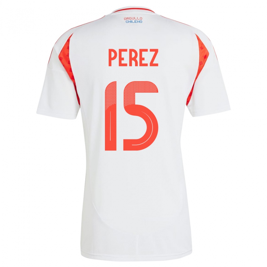 Niño Camiseta Chile Ignacio Pérez #15 Blanco 2ª Equipación 24-26 La Camisa