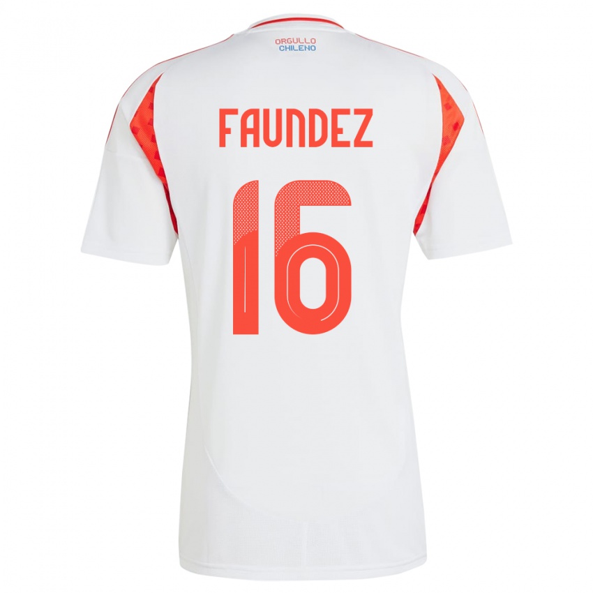 Niño Camiseta Chile Felipe Faúndez #16 Blanco 2ª Equipación 24-26 La Camisa