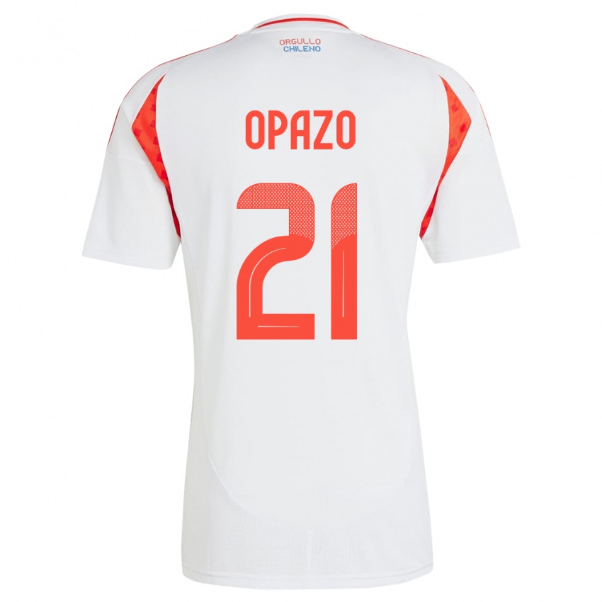 Niño Camiseta Chile Diego Opazo #21 Blanco 2ª Equipación 24-26 La Camisa