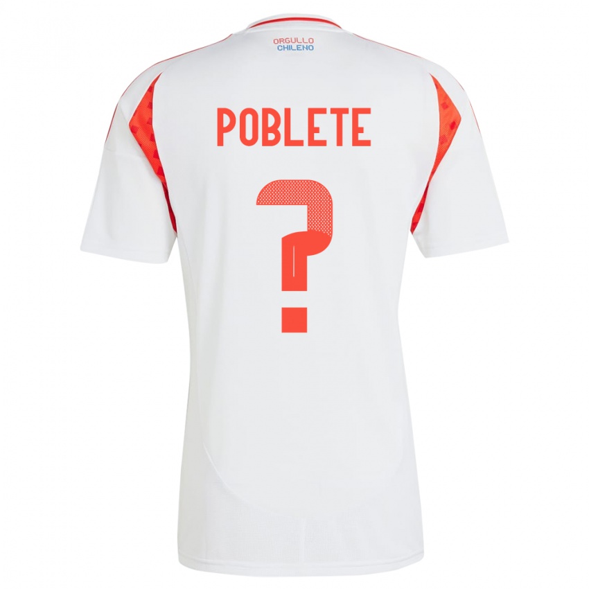 Niño Camiseta Chile José Poblete #0 Blanco 2ª Equipación 24-26 La Camisa