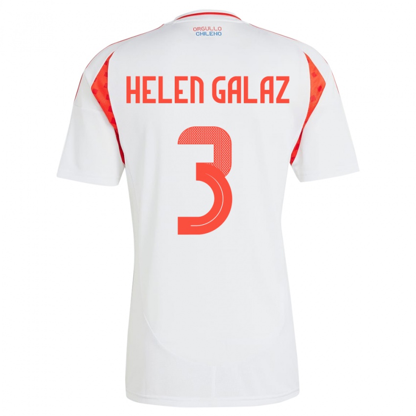 Niño Camiseta Chile Su Helen Galaz #3 Blanco 2ª Equipación 24-26 La Camisa