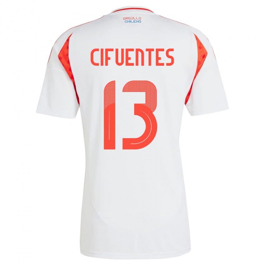 Niño Camiseta Chile Anaís Cifuentes #13 Blanco 2ª Equipación 24-26 La Camisa