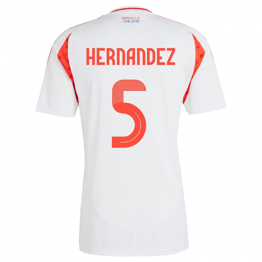 Niño Camiseta Chile Monserrat Hernández #5 Blanco 2ª Equipación 24-26 La Camisa