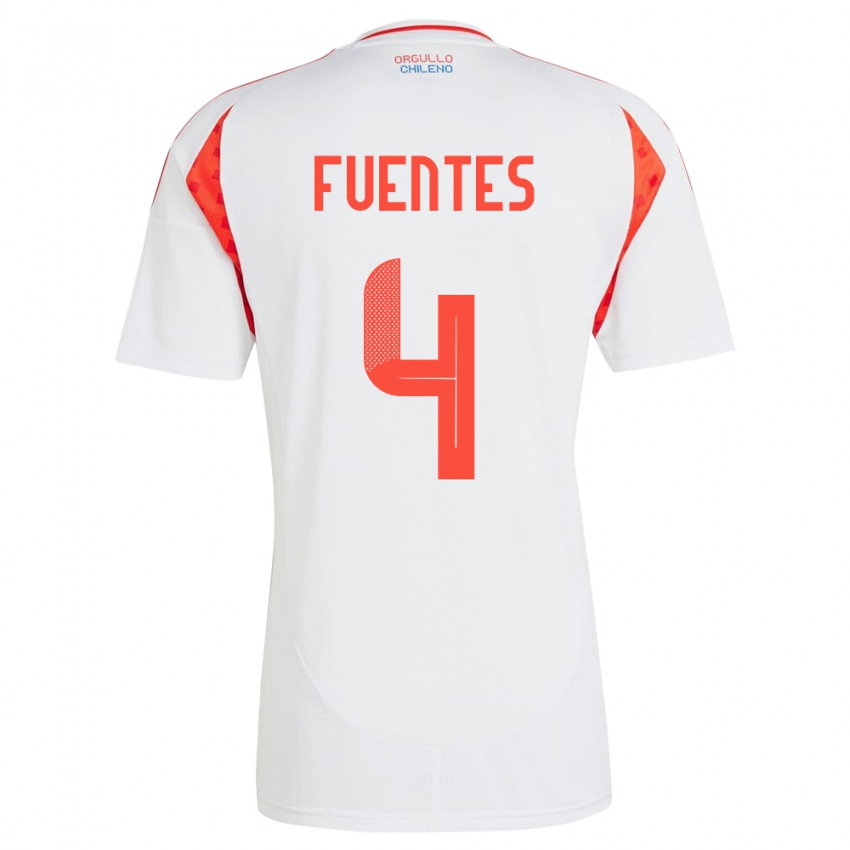 Niño Camiseta Chile Karen Fuentes #4 Blanco 2ª Equipación 24-26 La Camisa