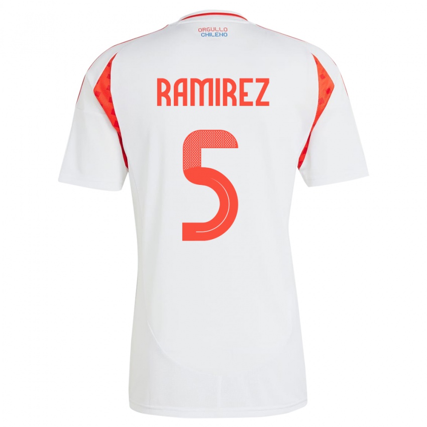 Niño Camiseta Chile Fernanda Ramírez #5 Blanco 2ª Equipación 24-26 La Camisa