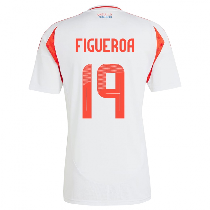 Niño Camiseta Chile Catalina Figueroa #19 Blanco 2ª Equipación 24-26 La Camisa