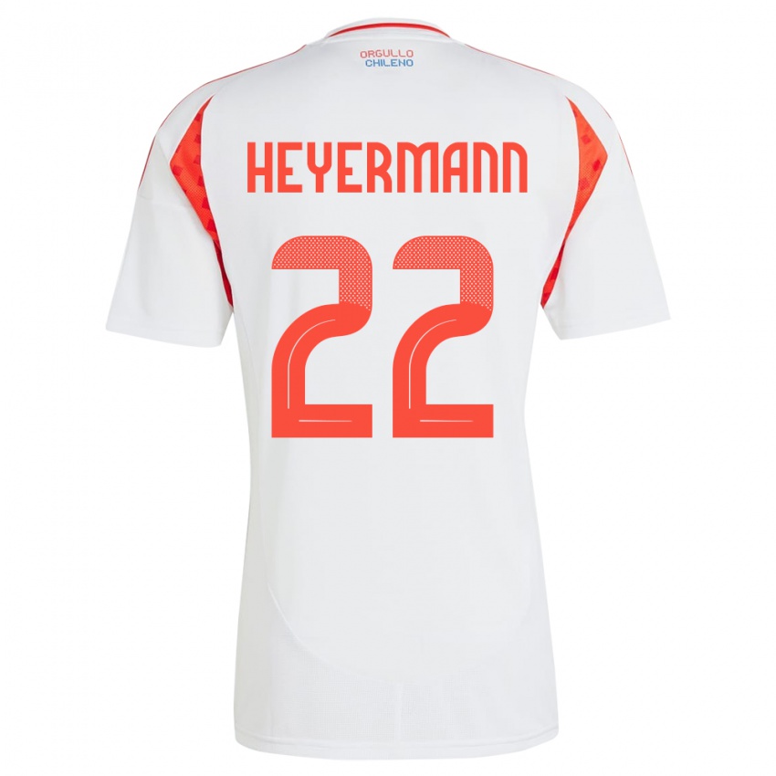 Niño Camiseta Chile Agustina Heyermann #22 Blanco 2ª Equipación 24-26 La Camisa