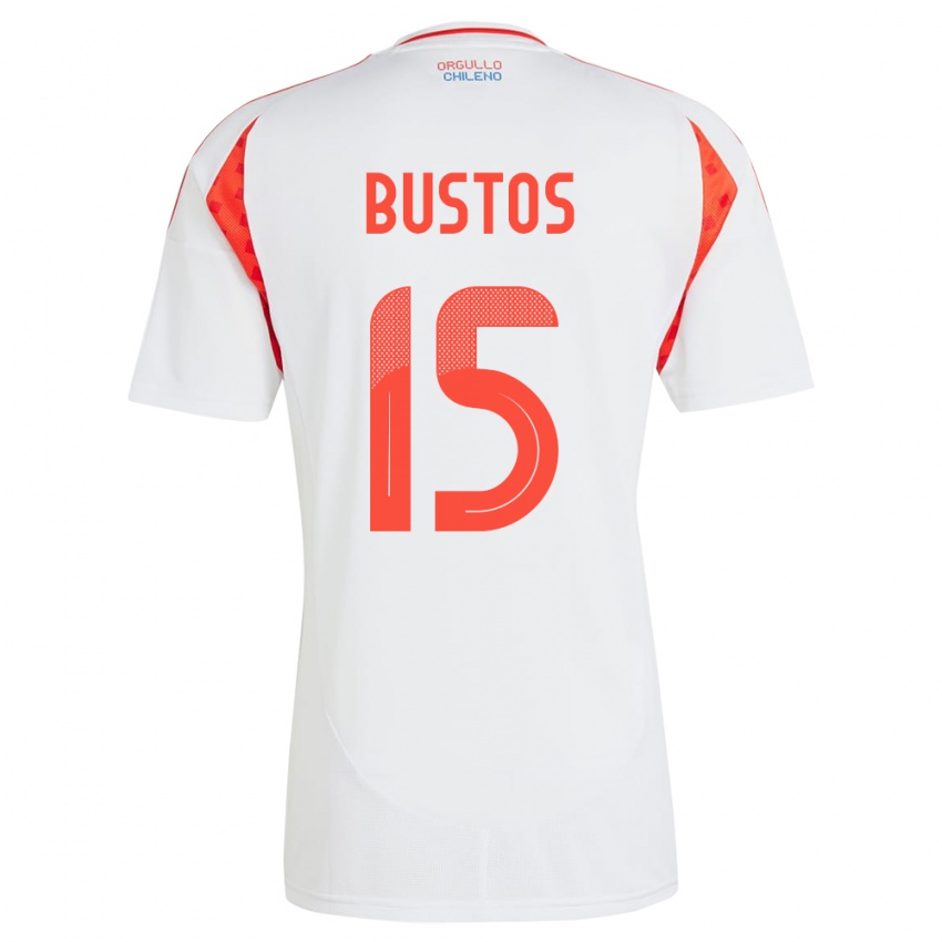 Niño Camiseta Chile Melissa Bustos #15 Blanco 2ª Equipación 24-26 La Camisa