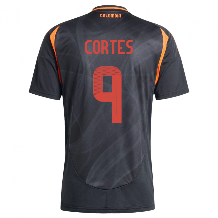 Niño Camiseta Colombia Carlos Cortés #9 Negro 2ª Equipación 24-26 La Camisa