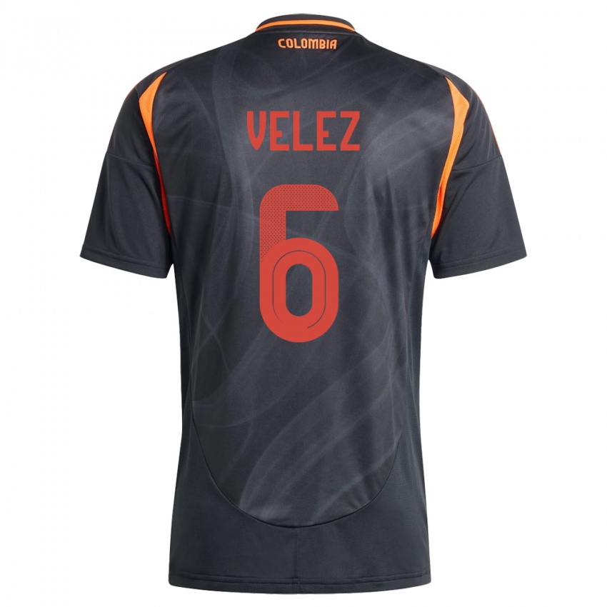 Niño Camiseta Colombia Jhon Vélez #6 Negro 2ª Equipación 24-26 La Camisa