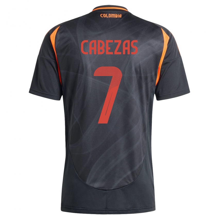 Niño Camiseta Colombia Jorge Cabezas #7 Negro 2ª Equipación 24-26 La Camisa