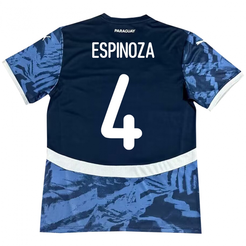 Niño Camiseta Paraguay Matías Espinoza #4 Azul 2ª Equipación 24-26 La Camisa