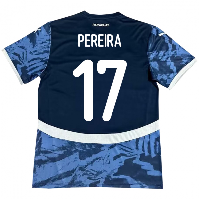 Niño Camiseta Paraguay Kevin Pereira #17 Azul 2ª Equipación 24-26 La Camisa