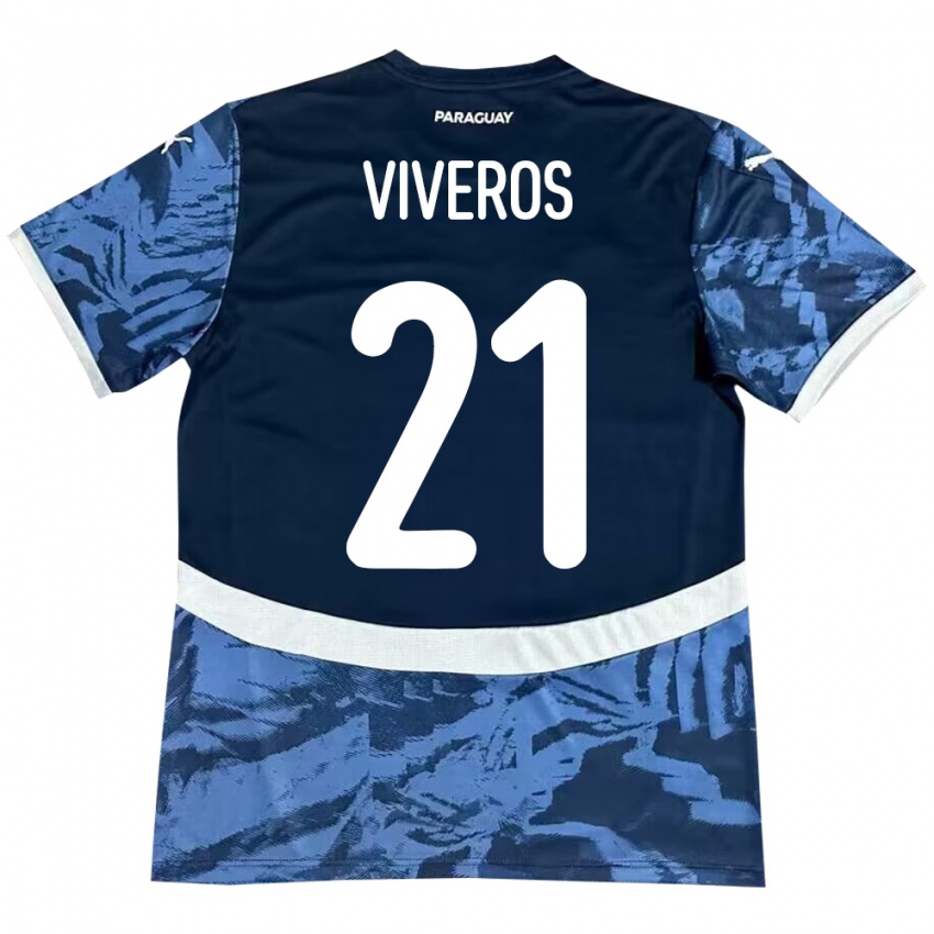 Niño Camiseta Paraguay Fernando Viveros #21 Azul 2ª Equipación 24-26 La Camisa