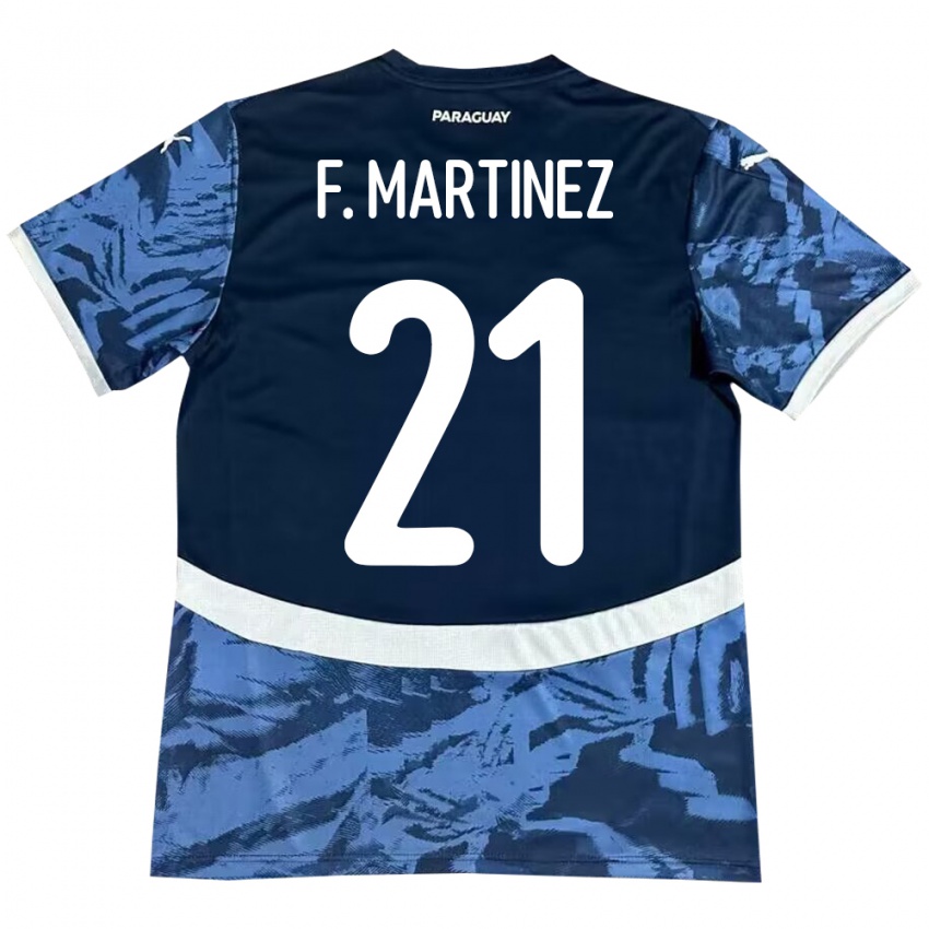 Niño Camiseta Paraguay Fiorela Martínez #21 Azul 2ª Equipación 24-26 La Camisa