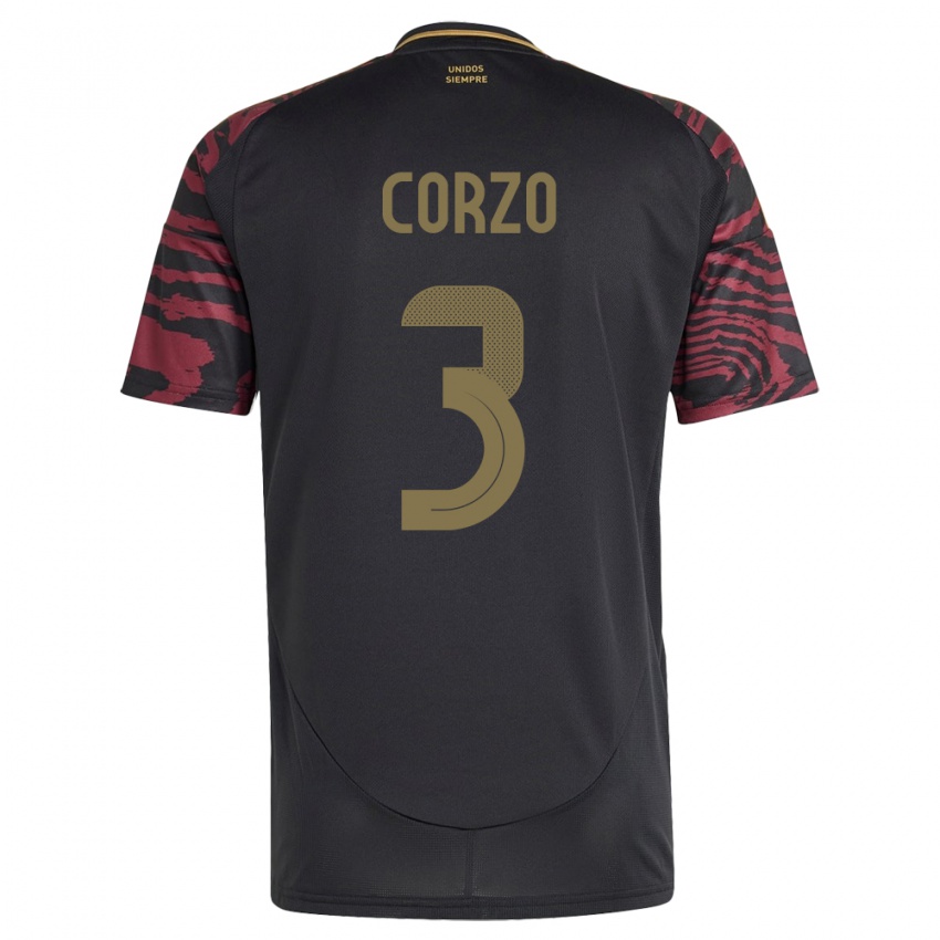 Niño Camiseta Perú Aldo Corzo #3 Negro 2ª Equipación 24-26 La Camisa