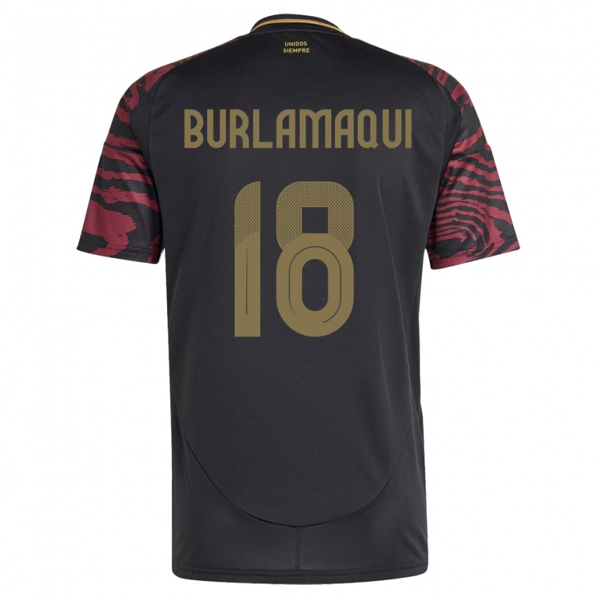 Niño Camiseta Perú Alessandro Burlamaqui #18 Negro 2ª Equipación 24-26 La Camisa