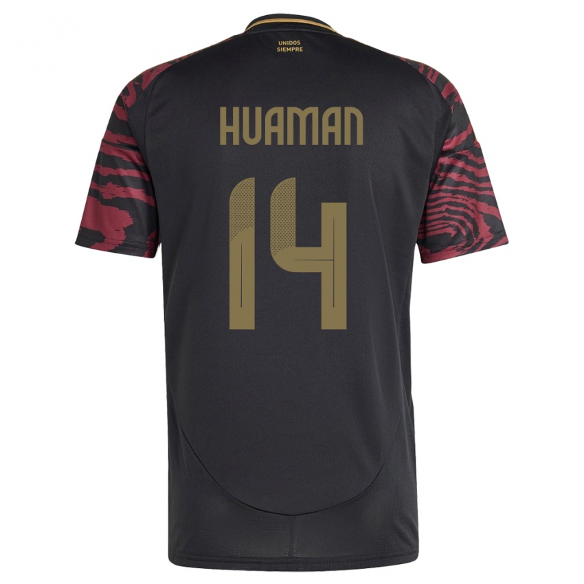 Niño Camiseta Perú Marco Huamán #14 Negro 2ª Equipación 24-26 La Camisa