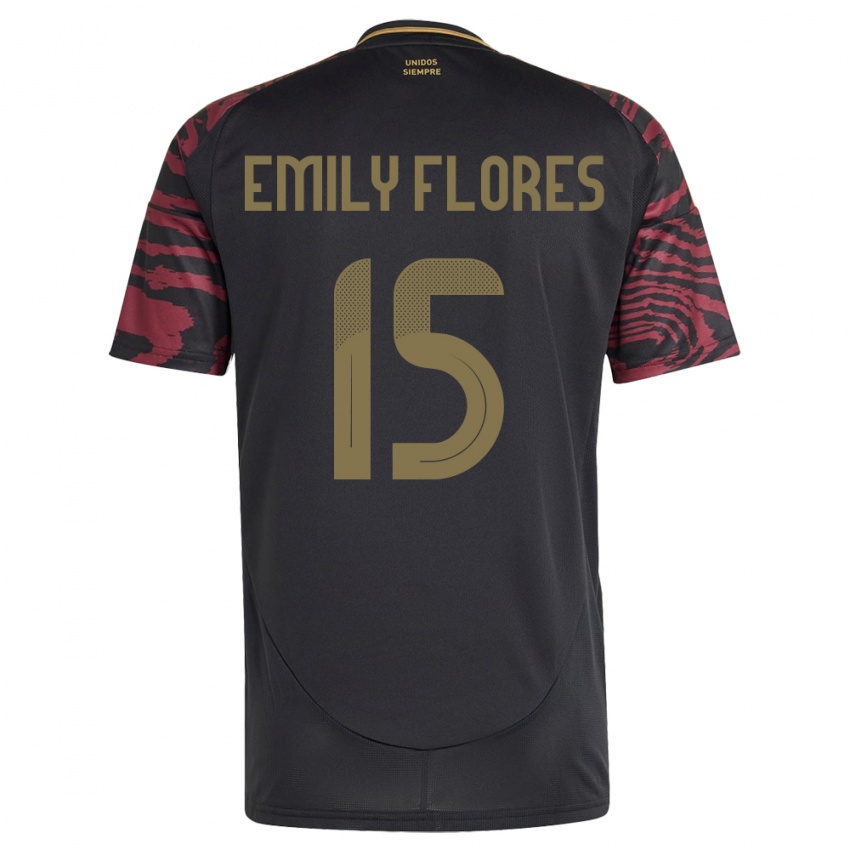 Niño Camiseta Perú Emily Flores #15 Negro 2ª Equipación 24-26 La Camisa