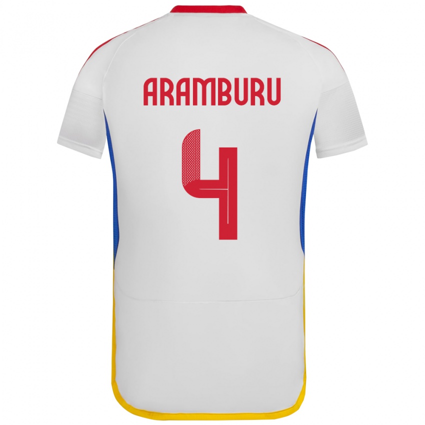 Niño Camiseta Venezuela Jon Aramburu #4 Blanco 2ª Equipación 24-26 La Camisa