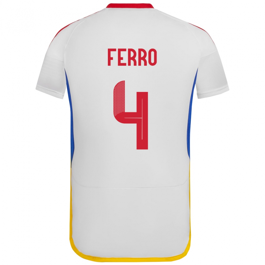 Niño Camiseta Venezuela Andrés Ferro #4 Blanco 2ª Equipación 24-26 La Camisa