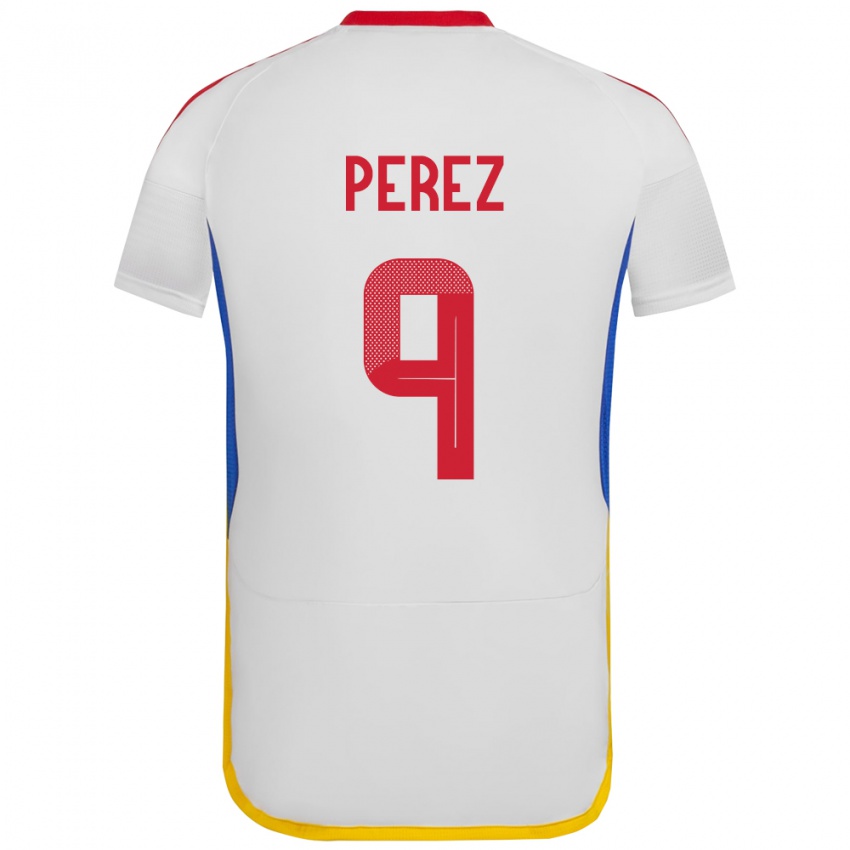 Niño Camiseta Venezuela Daniel Pérez #9 Blanco 2ª Equipación 24-26 La Camisa