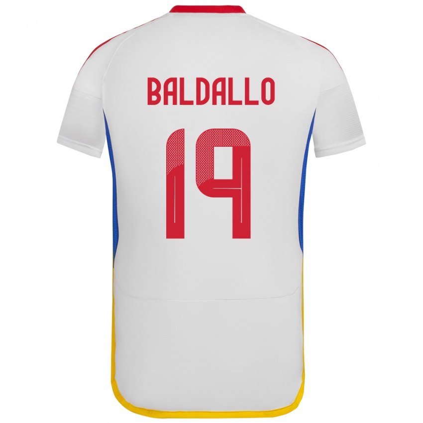 Niño Camiseta Venezuela Micheel Baldallo #19 Blanco 2ª Equipación 24-26 La Camisa