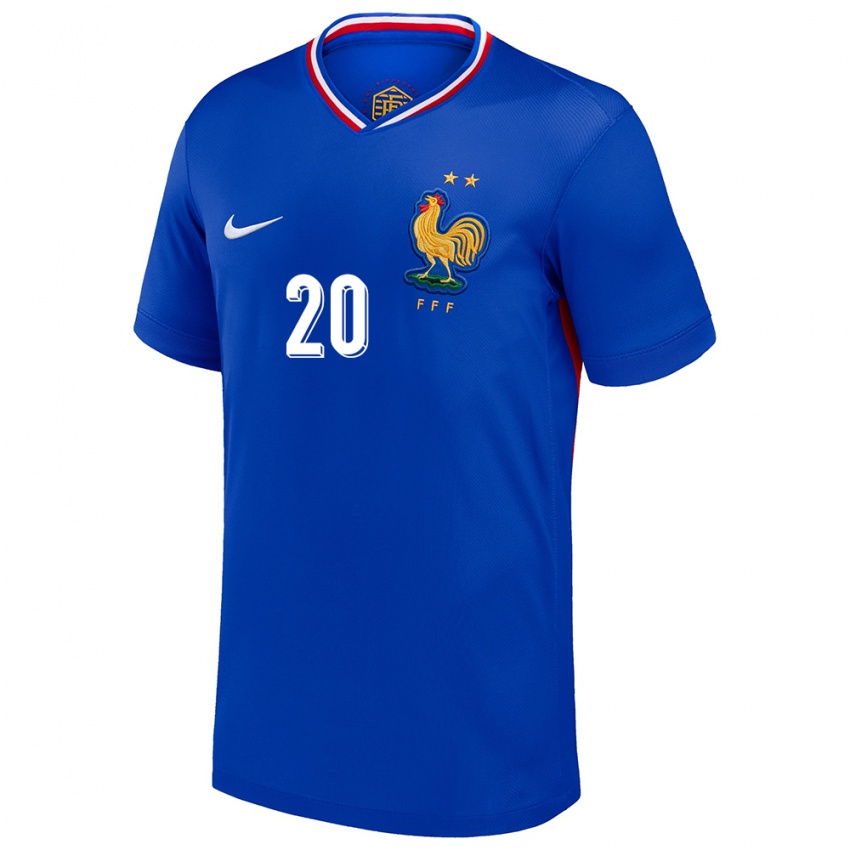 Hombre Camiseta Francia Delphine Cascarino #20 Azul 1ª Equipación 24-26 La Camisa