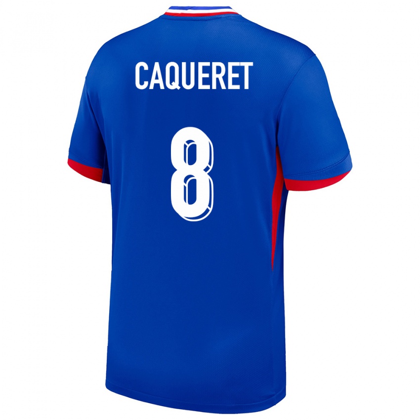 Hombre Camiseta Francia Maxence Caqueret #8 Azul 1ª Equipación 24-26 La Camisa