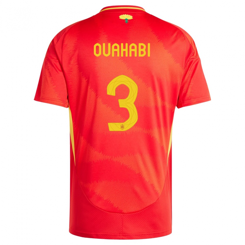 Hombre Camiseta España Leila Ouahabi #3 Rojo 1ª Equipación 24-26 La Camisa