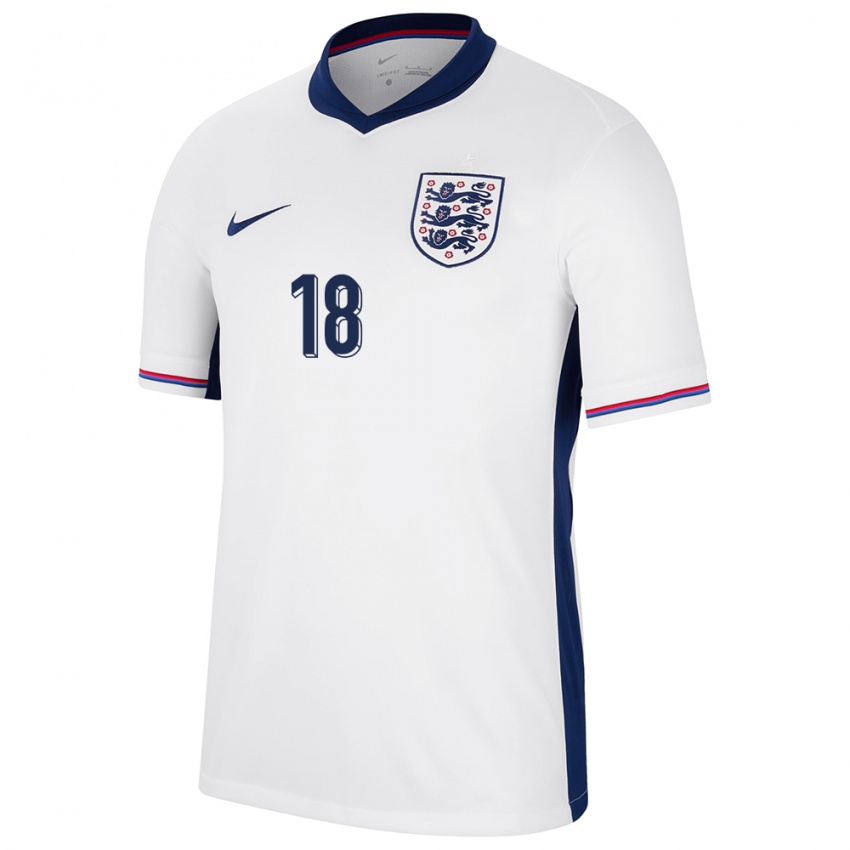 Hombre Camiseta Inglaterra Ella Toone #18 Blanco 1ª Equipación 24-26 La Camisa