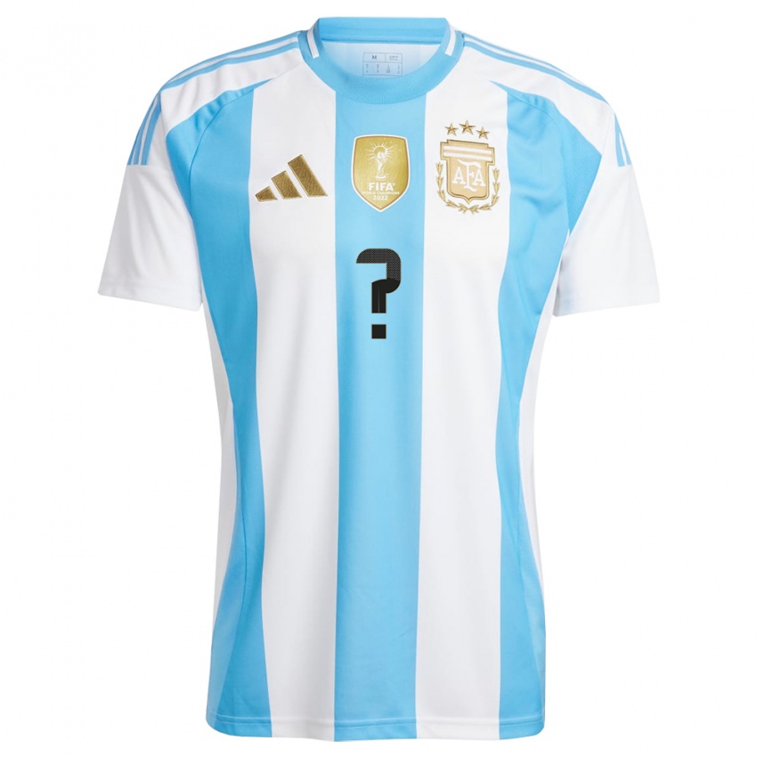 Hombre Camiseta Argentina Su Nombre #0 Blanco Azul 1ª Equipación 24-26 La Camisa