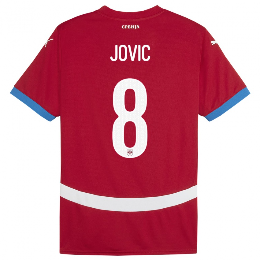 Hombre Camiseta Serbia Luka Jovic #8 Rojo 1ª Equipación 24-26 La Camisa