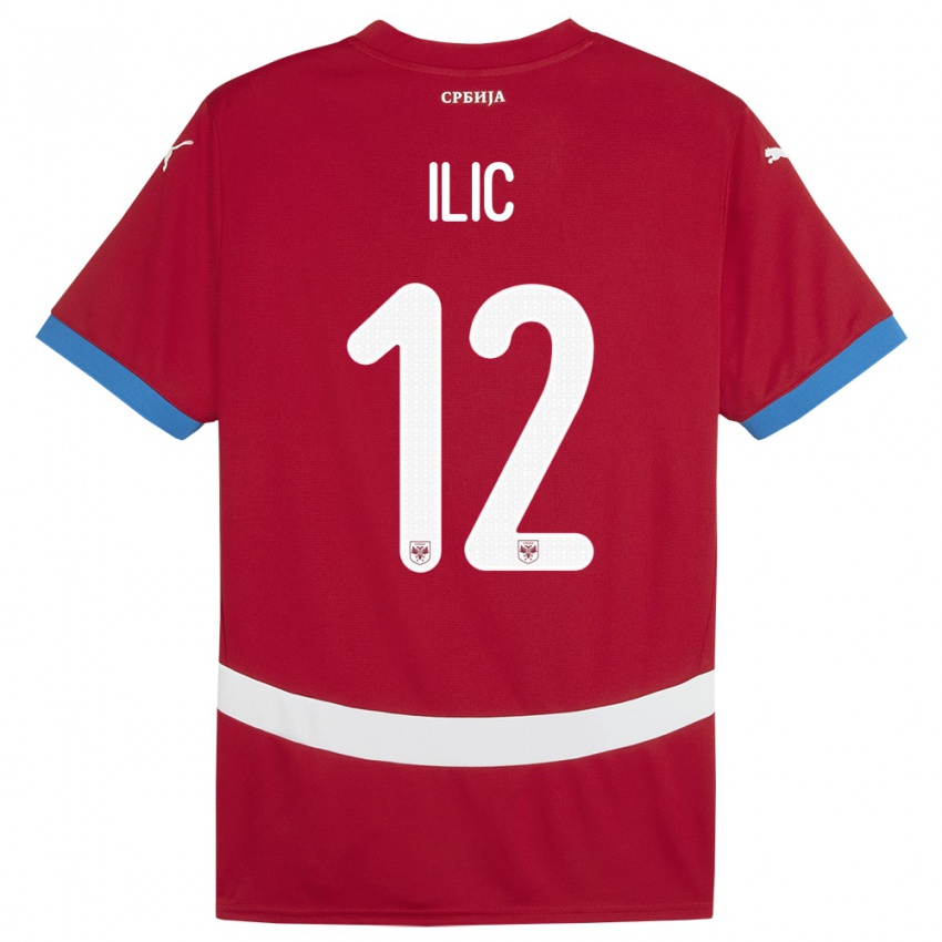 Hombre Camiseta Serbia Marko Ilic #12 Rojo 1ª Equipación 24-26 La Camisa