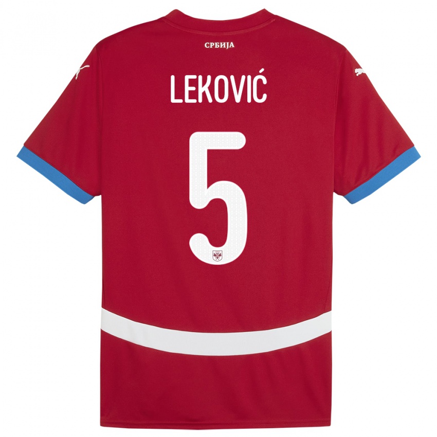 Hombre Camiseta Serbia Stefan Lekovic #5 Rojo 1ª Equipación 24-26 La Camisa