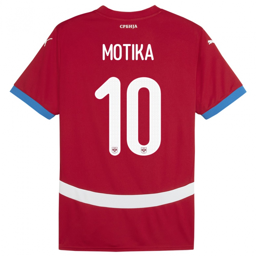 Hombre Camiseta Serbia Nemanja Motika #10 Rojo 1ª Equipación 24-26 La Camisa