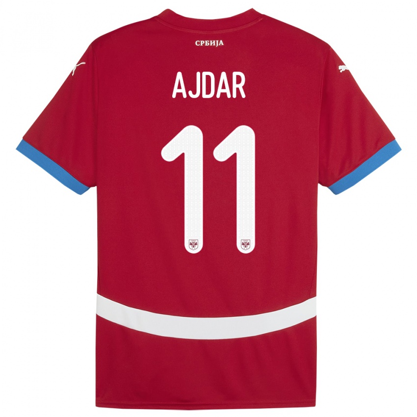 Hombre Camiseta Serbia Ognjen Ajdar #11 Rojo 1ª Equipación 24-26 La Camisa