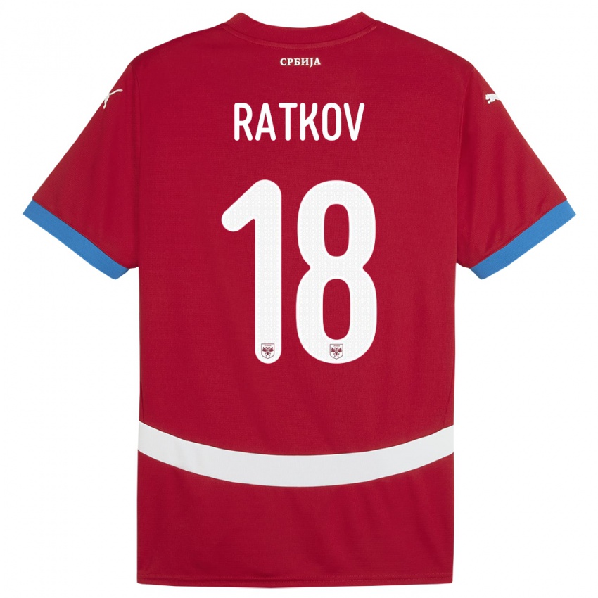 Hombre Camiseta Serbia Petar Ratkov #18 Rojo 1ª Equipación 24-26 La Camisa