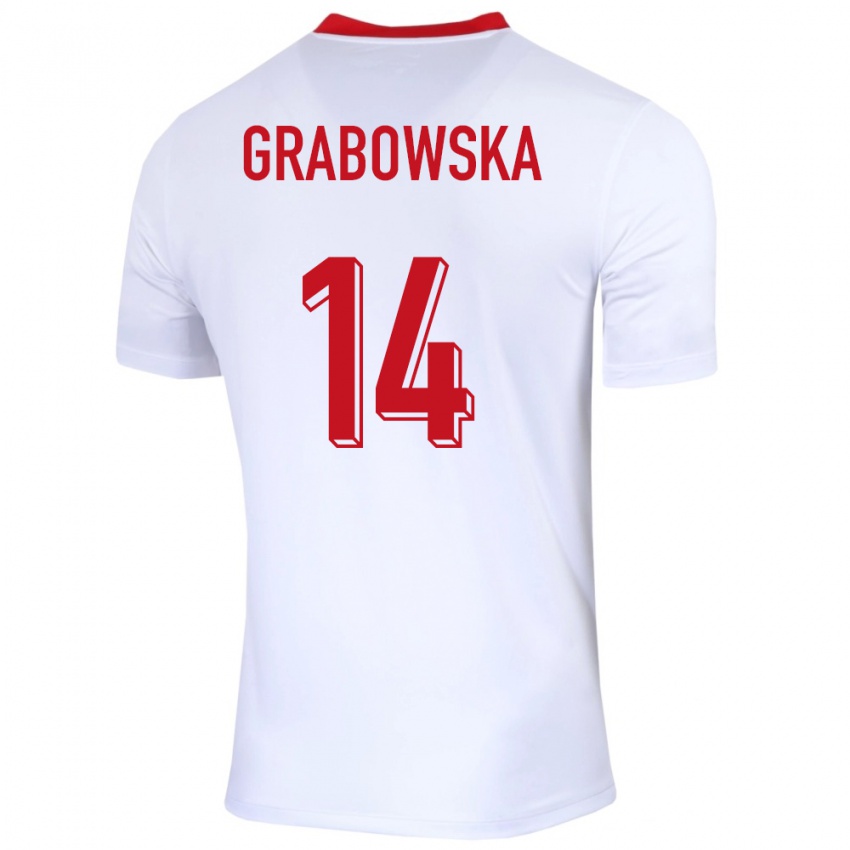 Hombre Camiseta Polonia Dominika Grabowska #14 Blanco 1ª Equipación 24-26 La Camisa