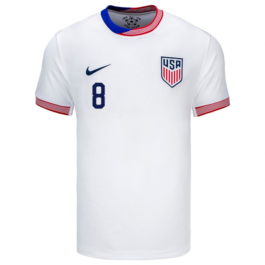 Hombre Camiseta Estados Unidos Benjamin Cremaschi #8 Blanco 1ª Equipación 24-26 La Camisa