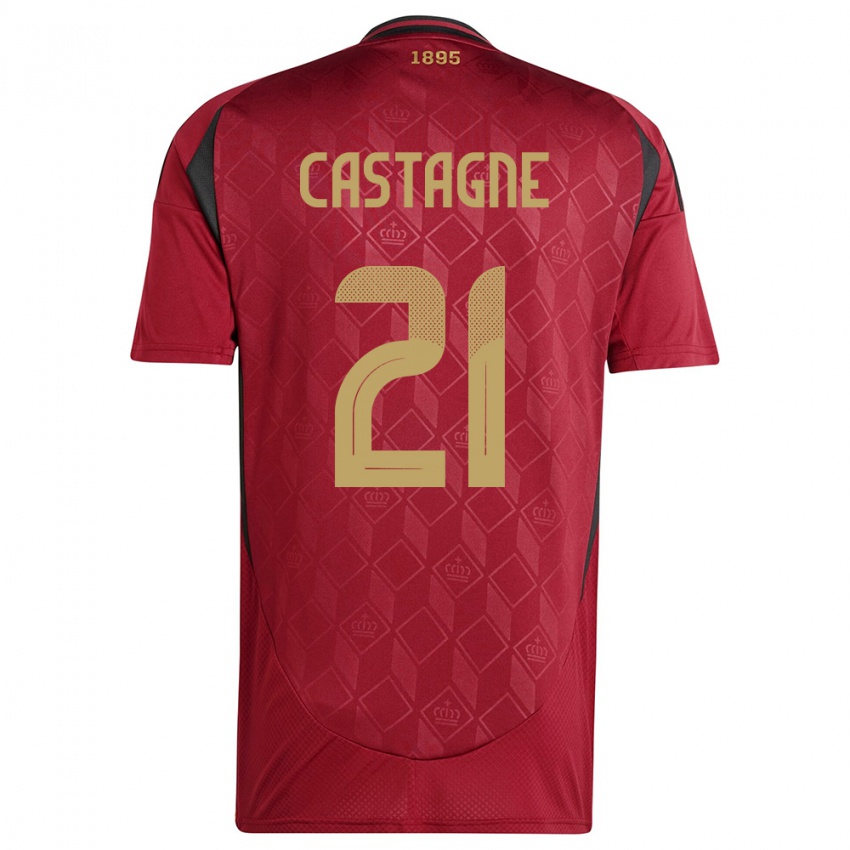 Hombre Camiseta Bélgica Timothy Castagne #21 Borgoña 1ª Equipación 24-26 La Camisa