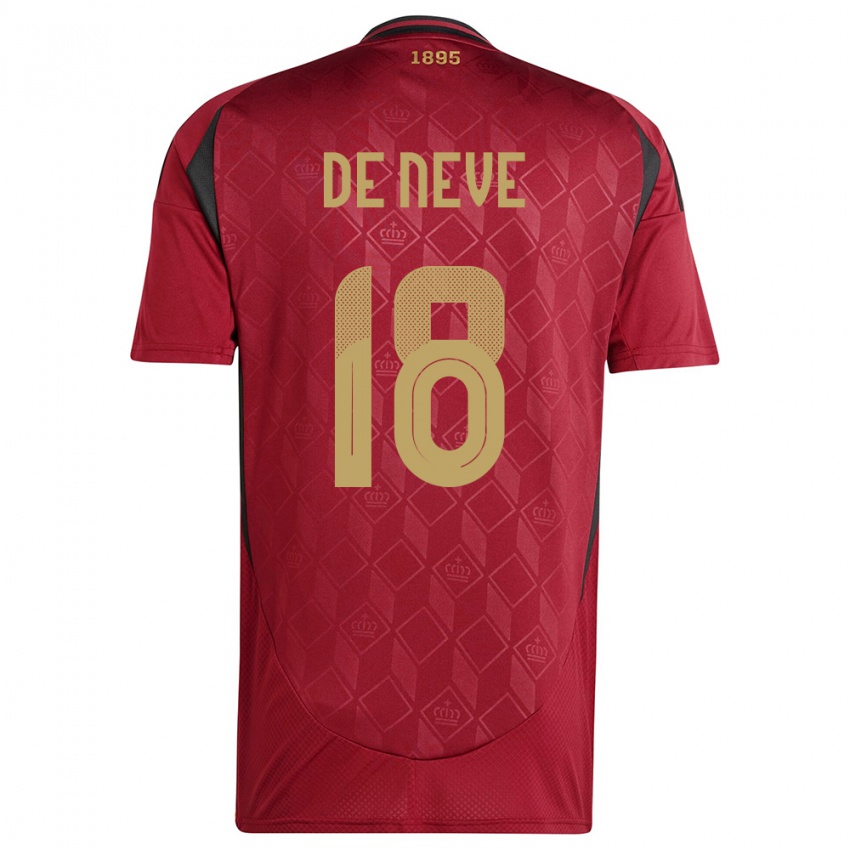Hombre Camiseta Bélgica Laura De Neve #18 Borgoña 1ª Equipación 24-26 La Camisa