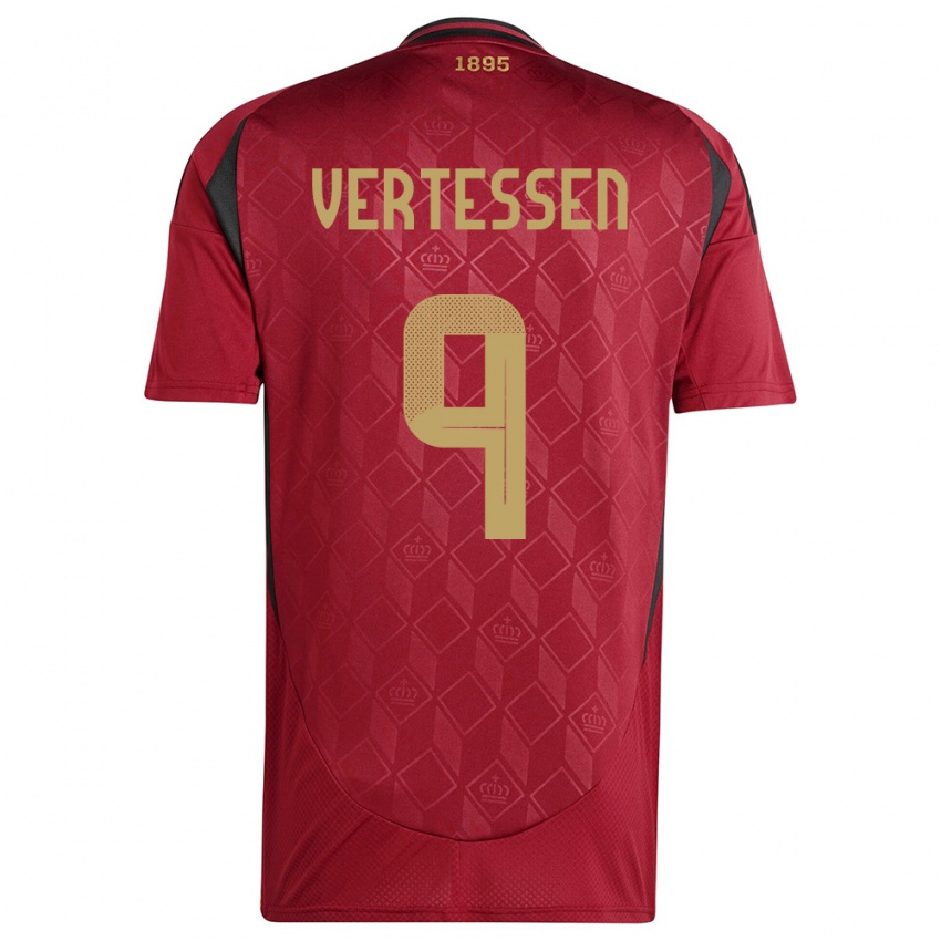 Hombre Camiseta Bélgica Yorbe Vertessen #9 Borgoña 1ª Equipación 24-26 La Camisa