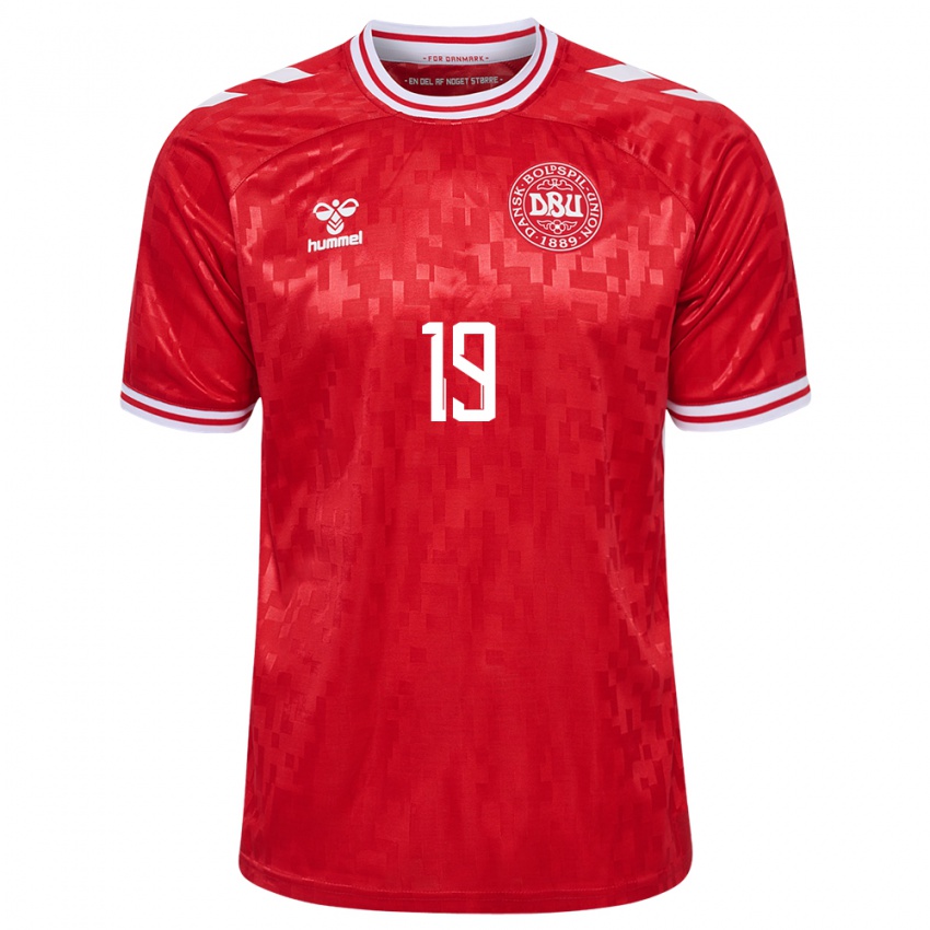 Hombre Camiseta Dinamarca Casper Nielsen #19 Rojo 1ª Equipación 24-26 La Camisa