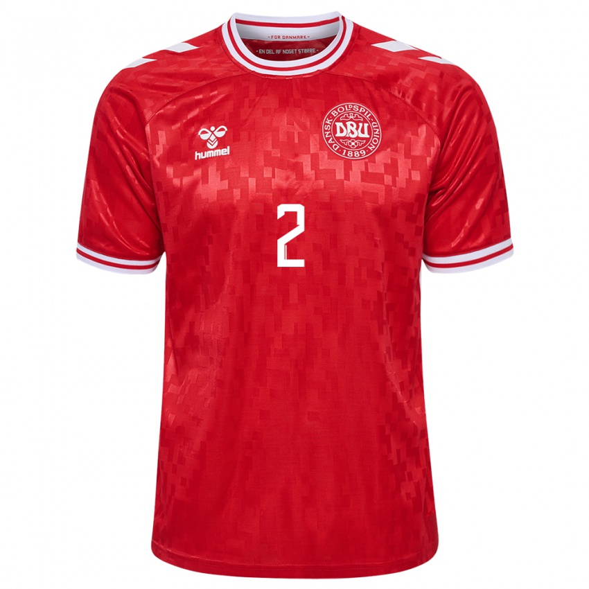 Hombre Camiseta Dinamarca Kaare Barslund #2 Rojo 1ª Equipación 24-26 La Camisa